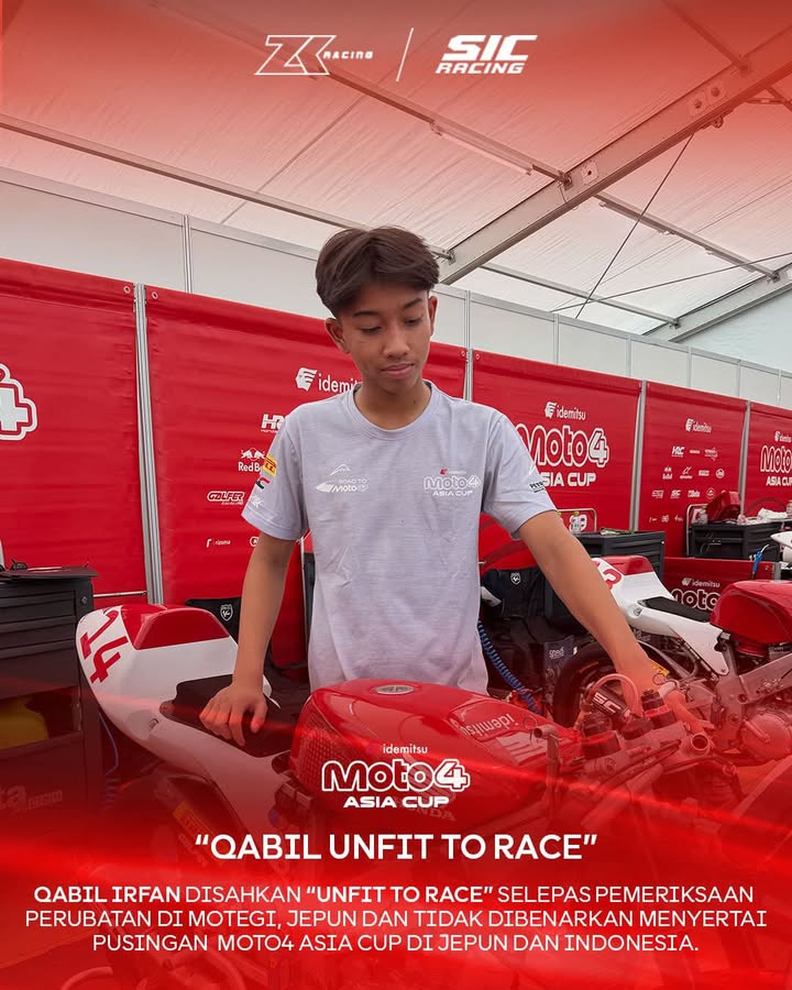 “Qabil Unfit To Race” Selepas menjalani pemeriksaan perubatan…